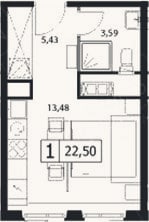 Планировка: Студия, 22,5 м²