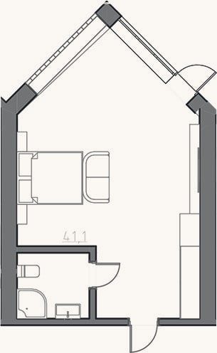 Планировка: Студия, 40 м²