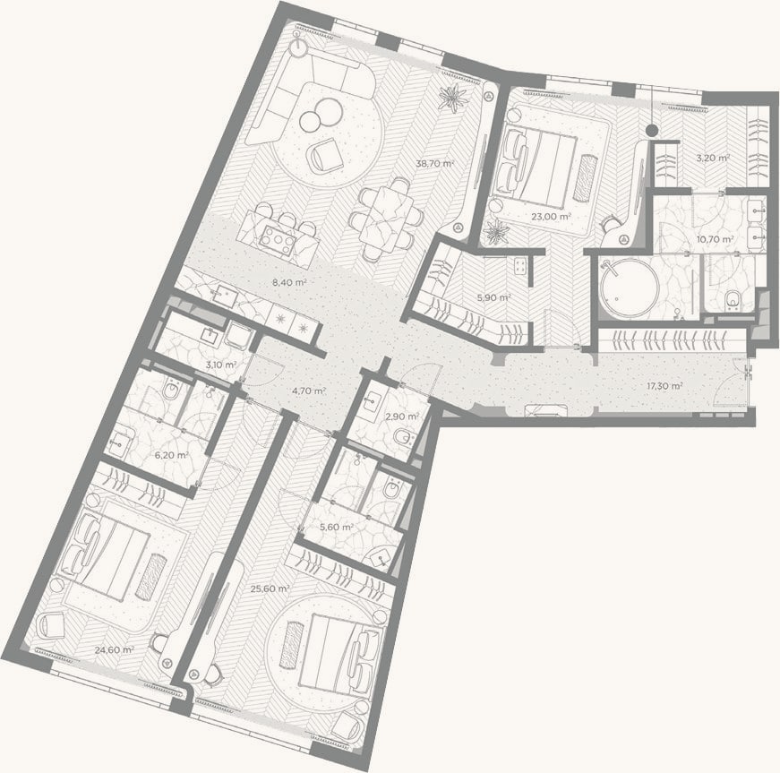 Планировка: 3-к, 179,9 м²