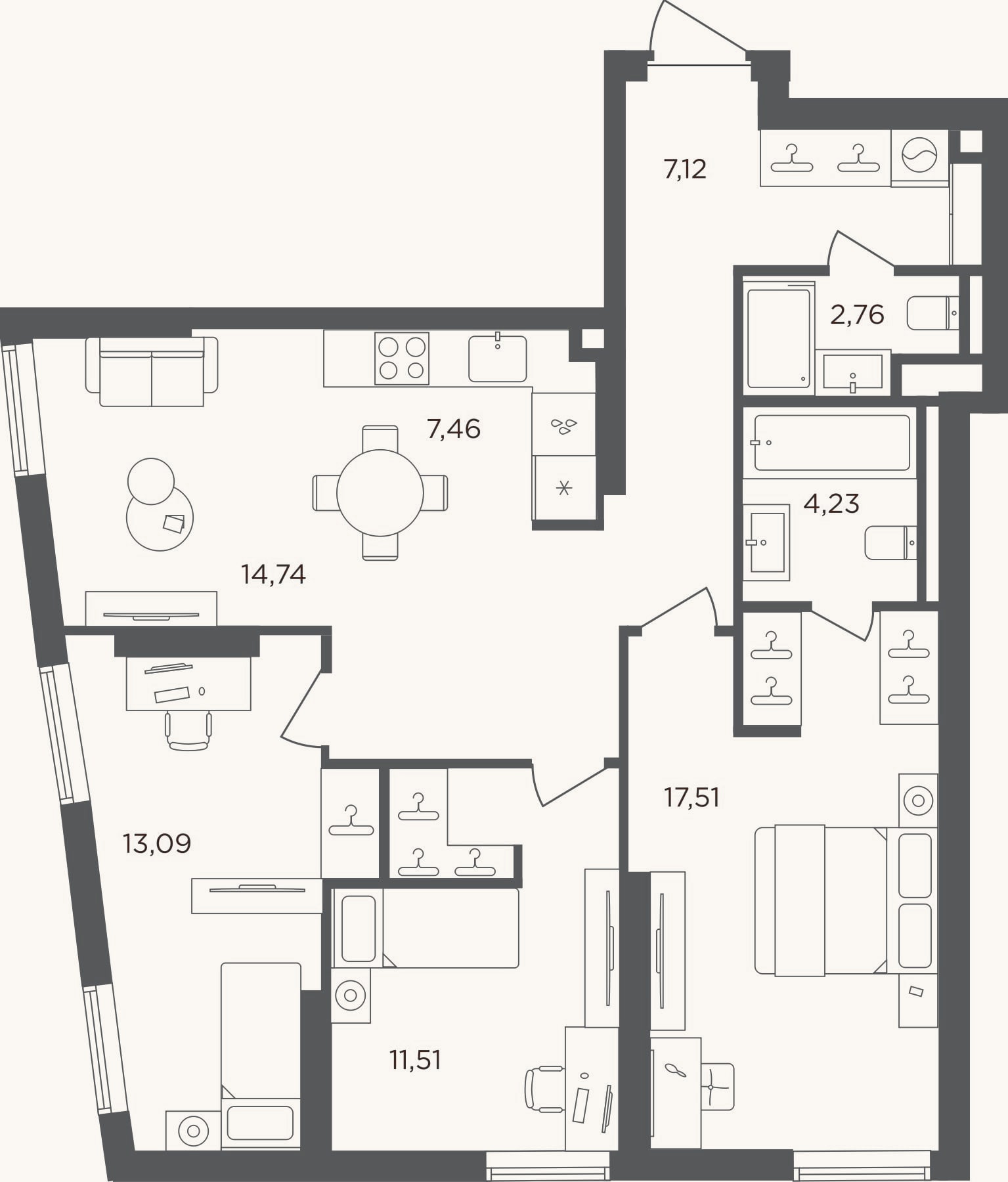 Планировка: 4+ к, 81,7 м²