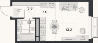 Планировка: Студия, 28,1 м²