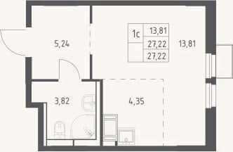 Планировка: Студия, 27,2 м²
