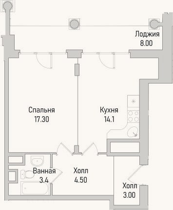 Планировка: 1-к, 37,6 м²