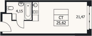 Планировка: Студия, 25,6 м²