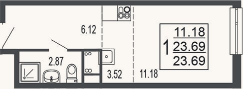 Планировка: Студия, 24,2 м²