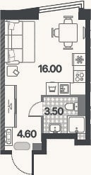 Планировка: Студия, 24,1 м²