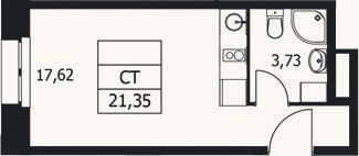 Планировка: Студия, 21,4 м²