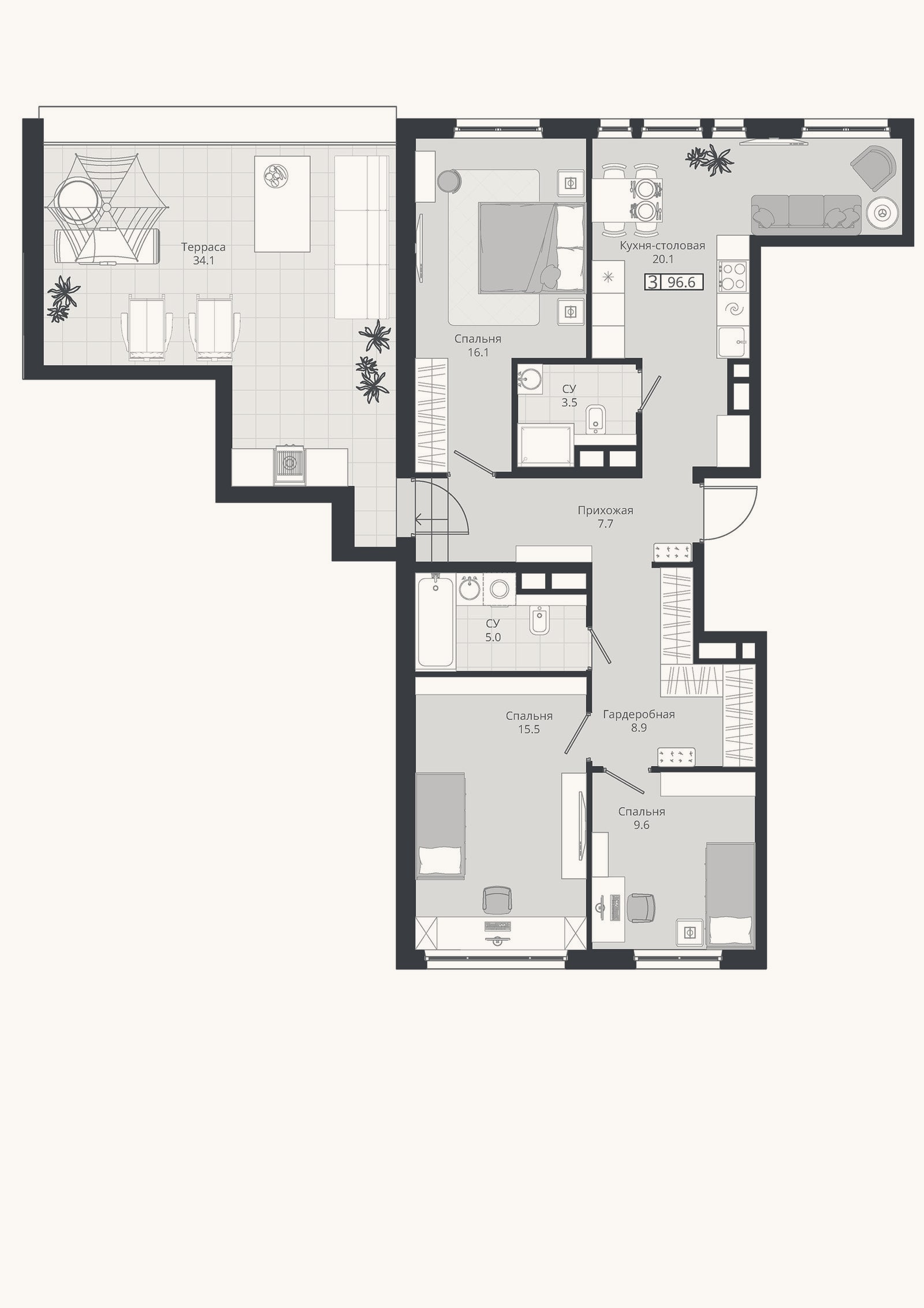 Планировка: 4+ к, 86,4 м²