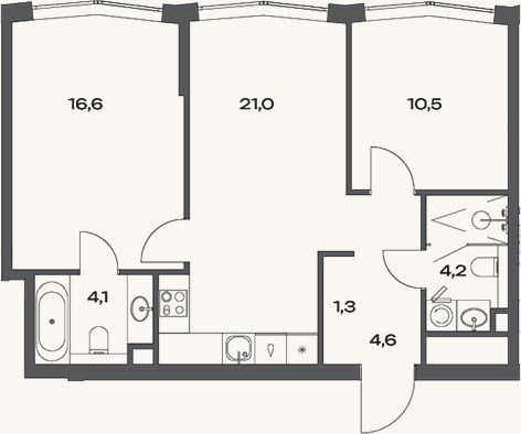 Планировка: 3-к, 63,3 м²