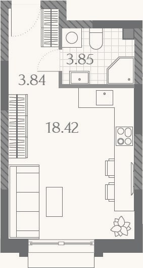 Планировка: Студия, 26,1 м²
