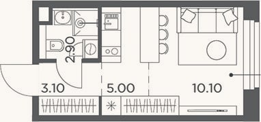 Планировка: Студия, 21,1 м²