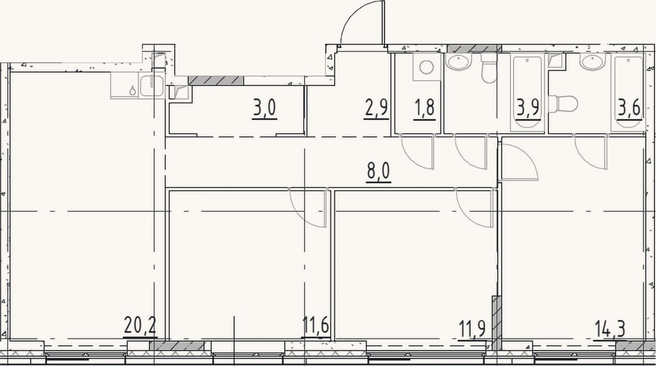 Планировка: 4+ к, 81,2 м²
