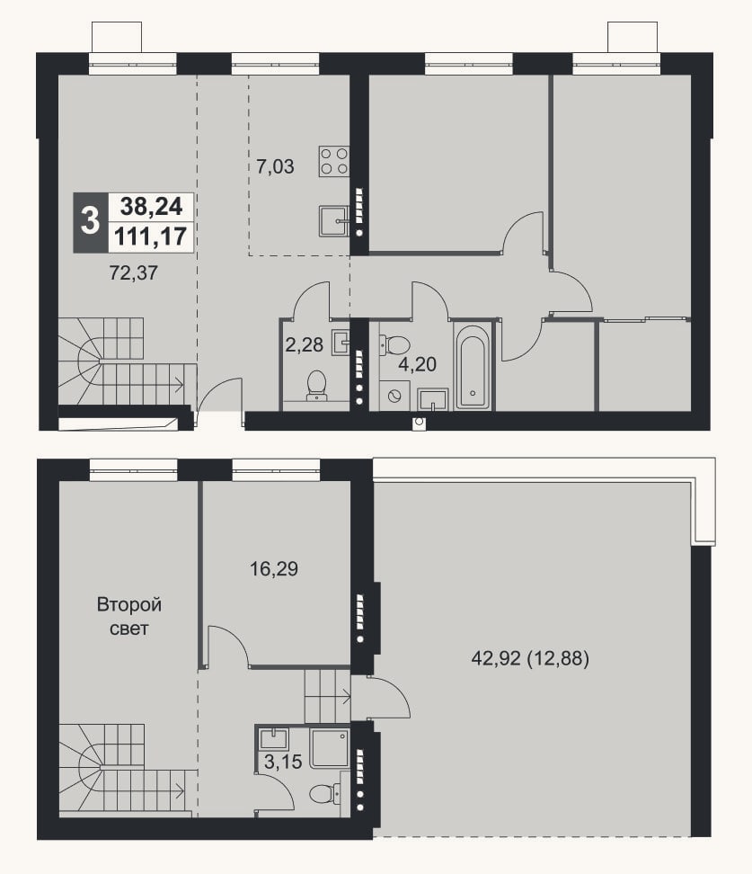 Планировка: Своб. план., 98,3 м²