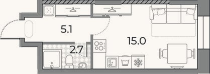 Планировка: Студия, 22,8 м²
