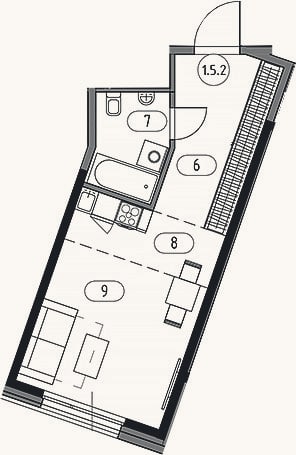 Планировка: Студия, 34,5 м²