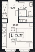 Планировка: Студия, 22,3 м²