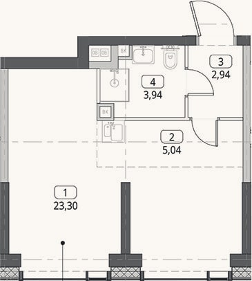 Планировка: Студия, 35,2 м²