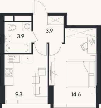 Планировка: 1-к, 31,7 м²