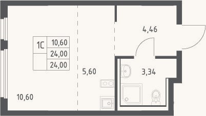 Планировка: Студия, 24 м²