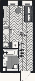 Планировка: Студия, 18,7 м²
