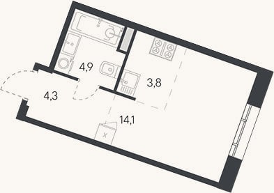 Планировка: Студия, 27,1 м²