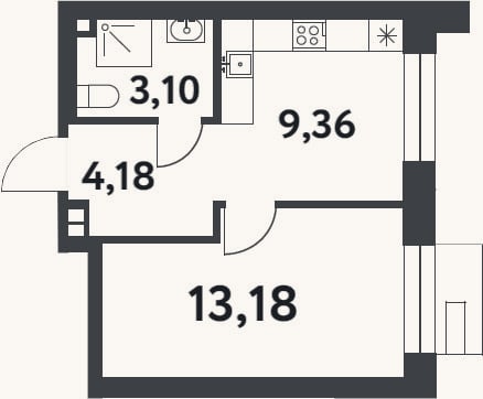Планировка: 1-к, 29,8 м²