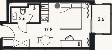 Планировка: Студия, 20,4 м²