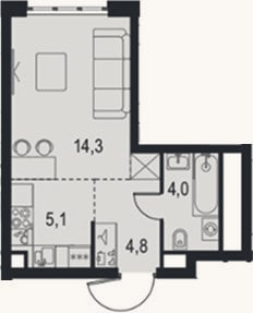 Планировка: Студия, 28,2 м²