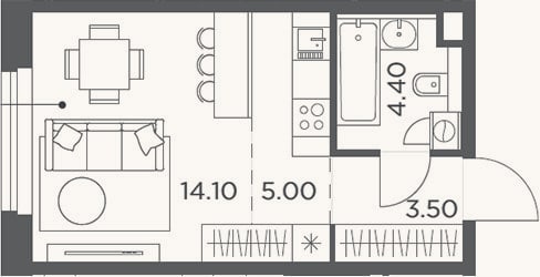 Планировка: Студия, 27 м²