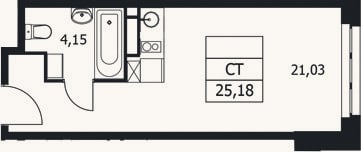 Планировка: Студия, 25,2 м²