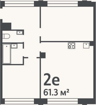 Планировка: 3-к, 61,3 м²