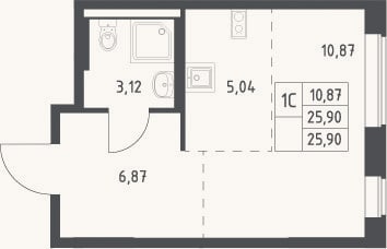 Планировка: Студия, 25,9 м²