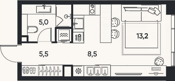 Планировка: Студия, 32,2 м²