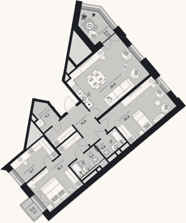 Планировка: 4+ к, 102,4 м²
