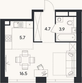 Планировка: Студия, 30,8 м²