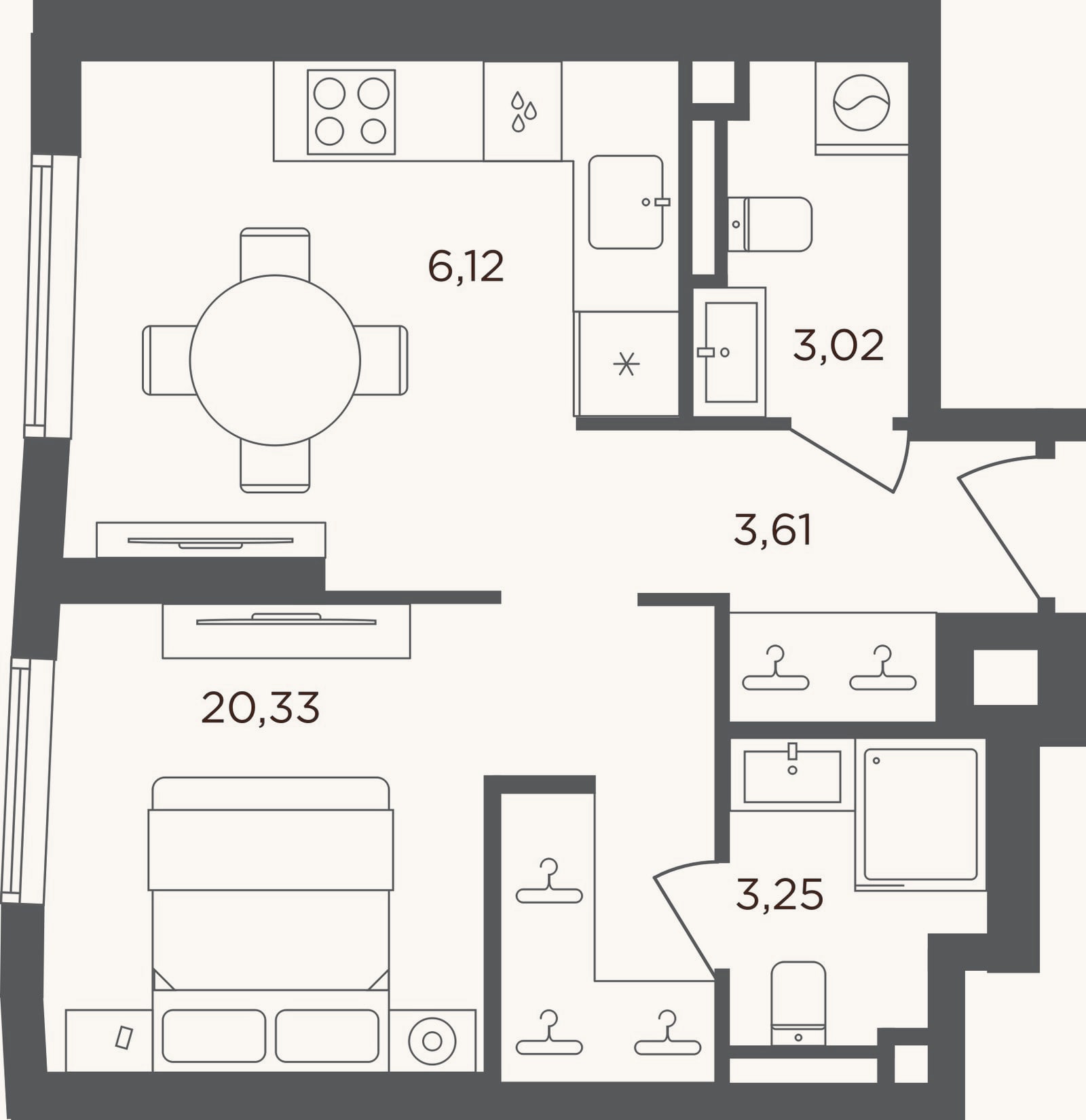 Планировка: Студия, 36,3 м²