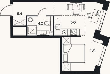 Планировка: Студия, 32,5 м²