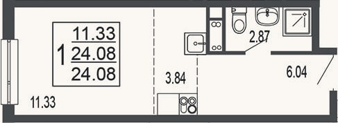 Планировка: Студия, 24,6 м²