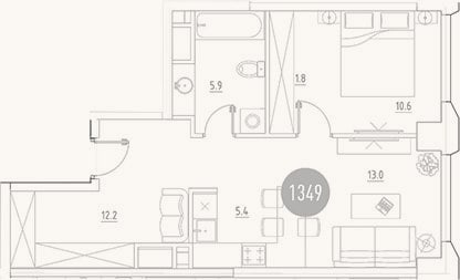 Планировка: 2-к, 48,9 м²
