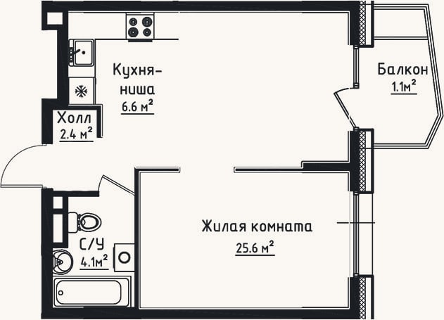 Планировка: Студия, 38,7 м²