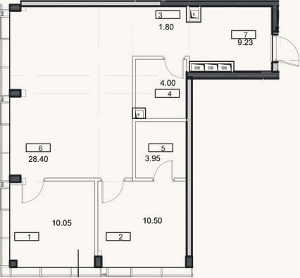 Планировка: 3-к, 67,9 м²
