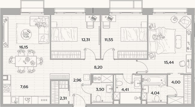 Планировка: 4+ к, 92,5 м²