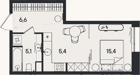 Планировка: Студия, 32,5 м²