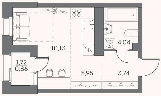 Планировка: Студия, 23,9 м²