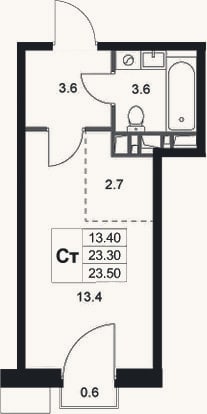 Планировка: Студия, 23,3 м²