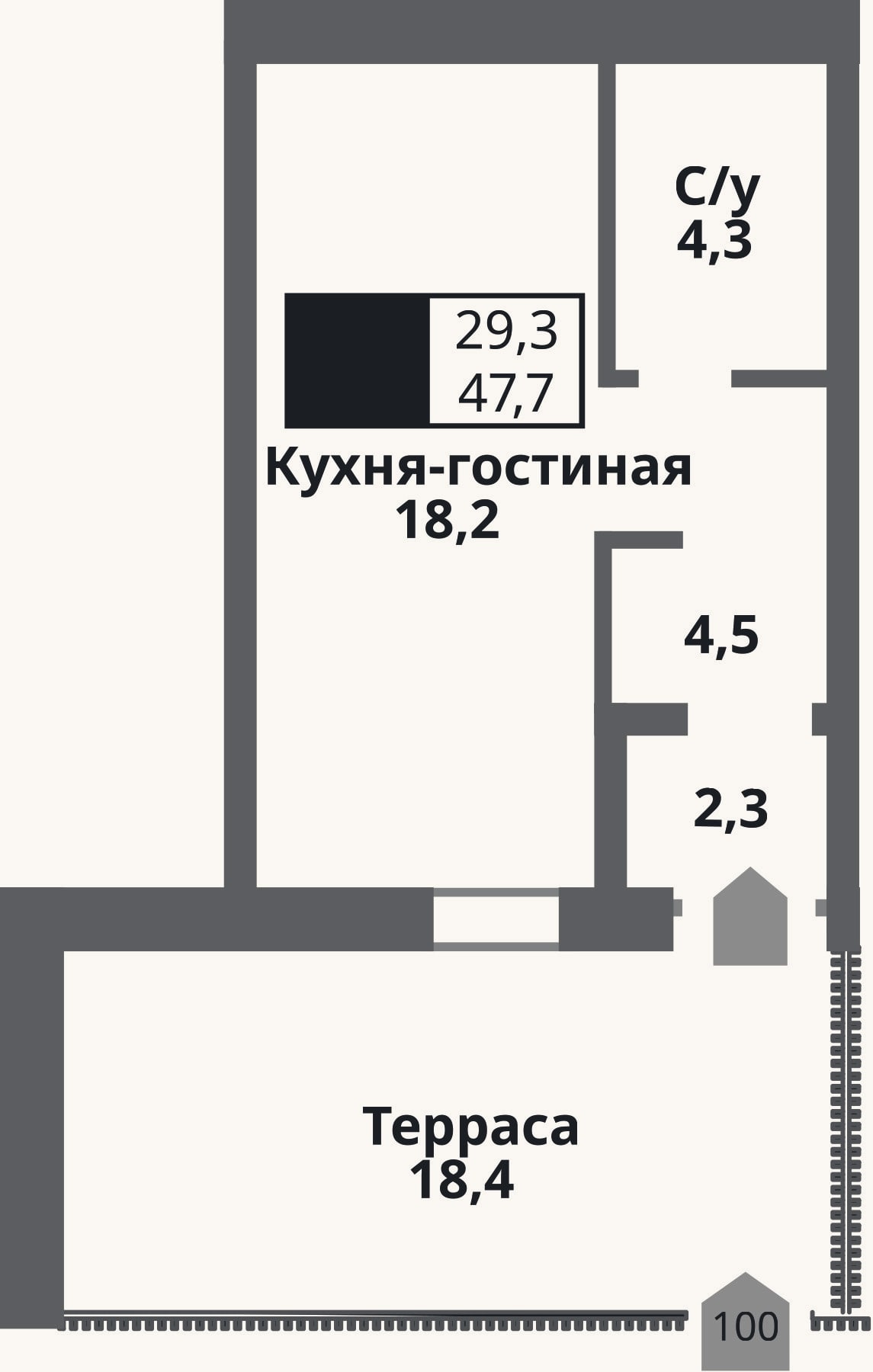 Планировка: Студия, 29,3 м²