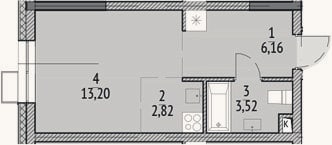 Планировка: Студия, 25,7 м²