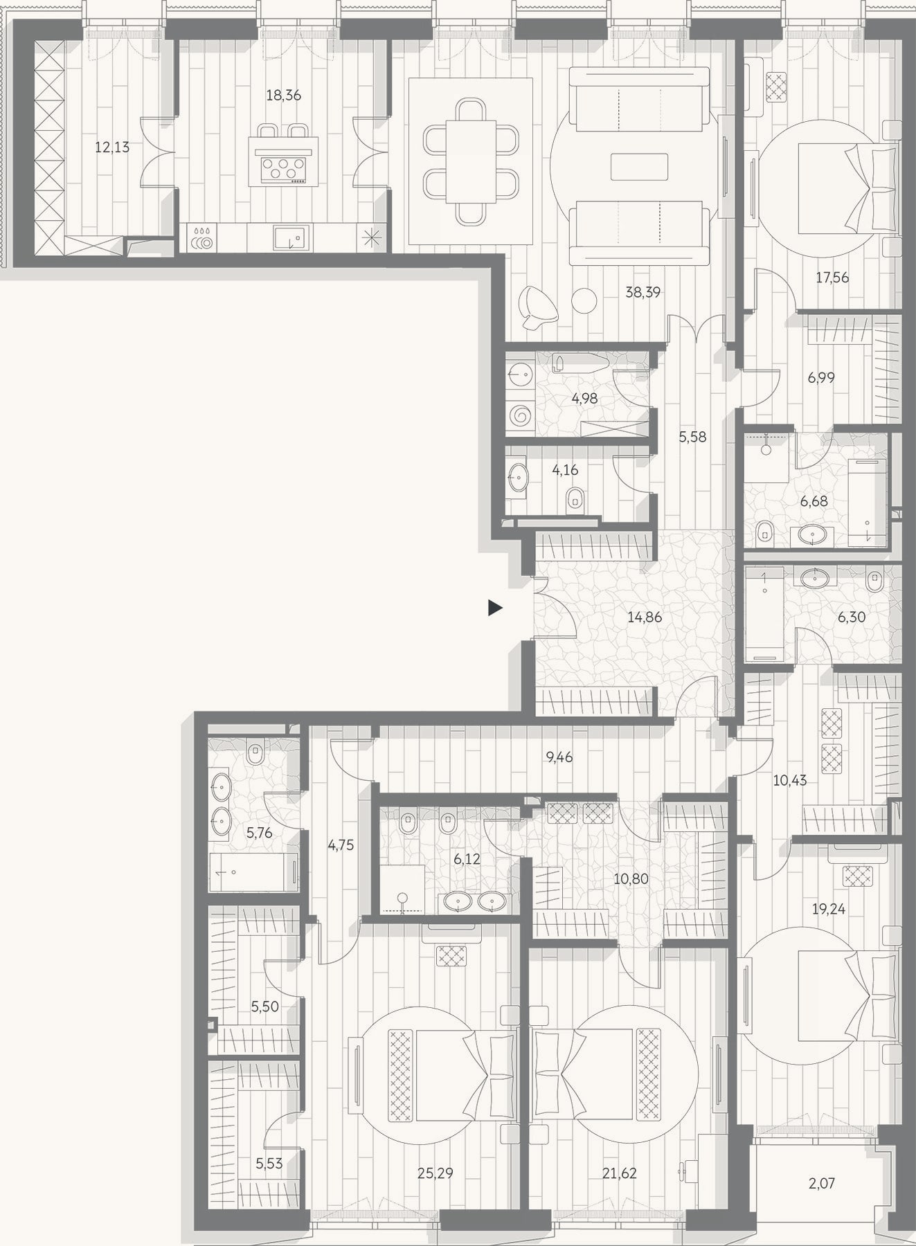 Планировка: 4+ к, 270,7 м²