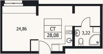 Планировка: Студия, 28,1 м²