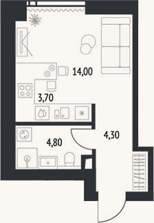 Планировка: Студия, 26,8 м²